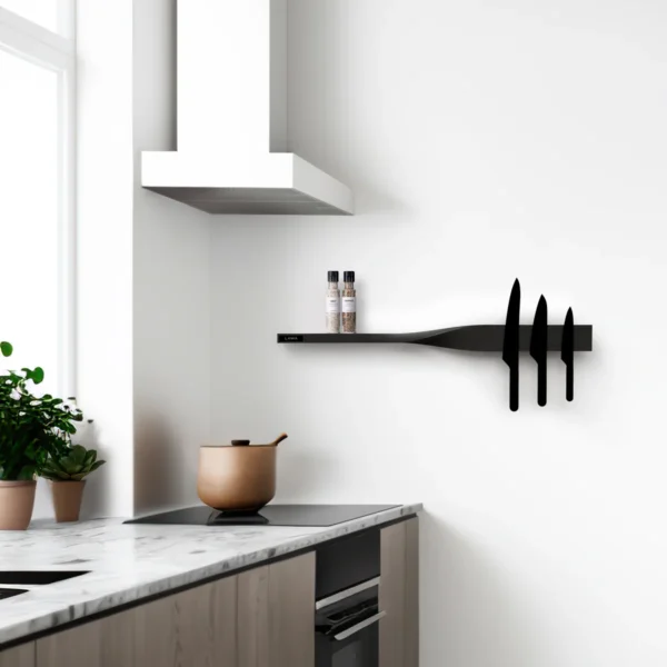 Twist shelf wandplank zwart eiken design Shakir en Bryzek voor Lawa Design